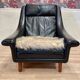 Fauteuil design scandinave Aage Christiansen cuir noir 1950.