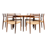 Niels Otto Møller Model 15 Dining Table with Six Model 78 Chairs, J.L. Møll