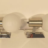 Pair of vintage appliques 1970 globe opaline white chrome