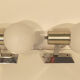Pair of vintage appliques 1970 globe opaline white chrome