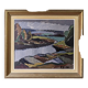 Mid-Century Modern "Meander" Vintage Expressionist River Landscape Oil Painting, Framed