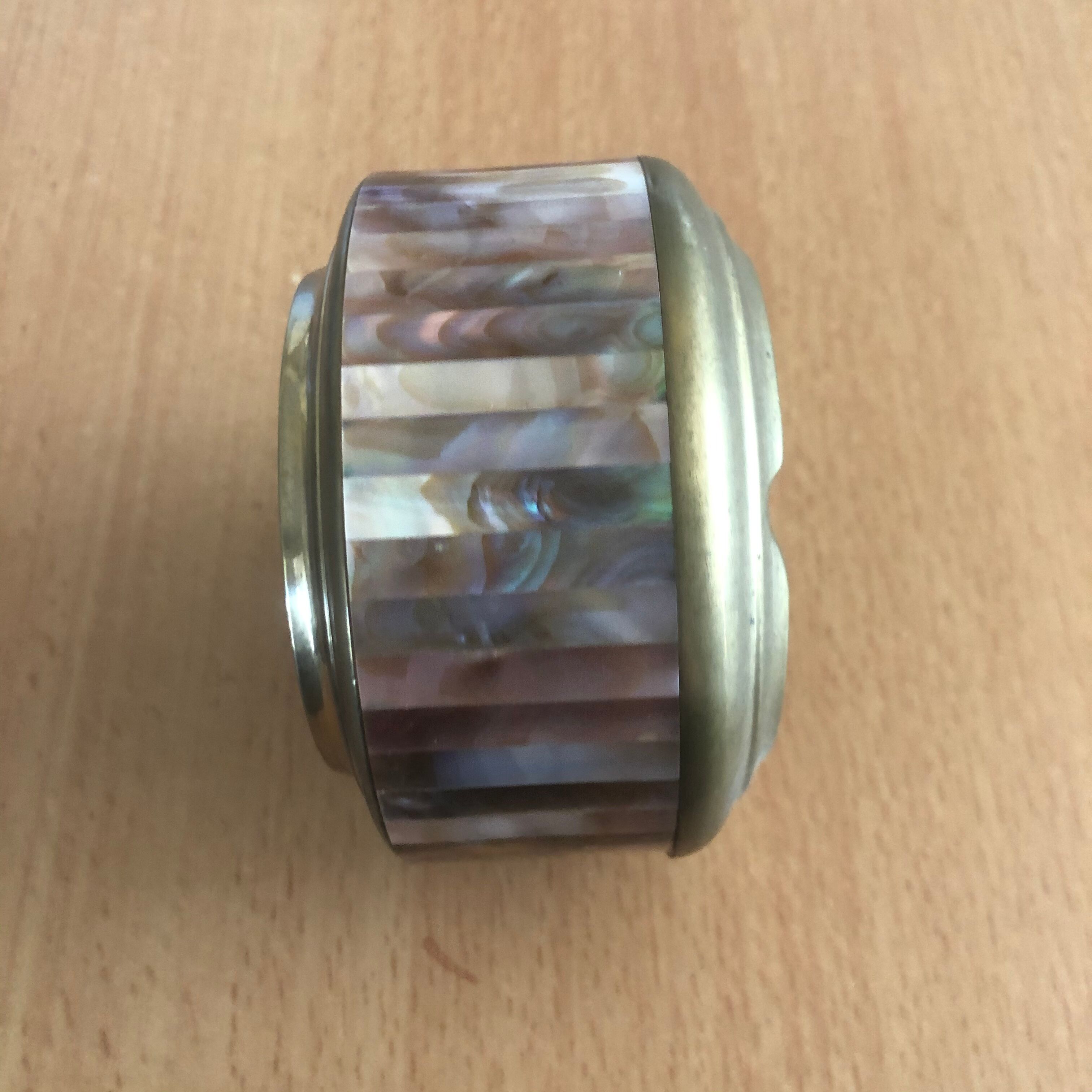 Mother-of-pearl and brass ashtray