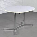 1950s oval extendable dining table in chrome and formica
