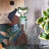 Vintage green glass whiskey decanter