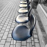 Set of 6 Hammer chairs in black leather, by Arne Jacobsen for Frits Hansen