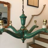 Chandelier with 4 arms in celadon green ceramic.