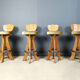 Set of 4 vintage brutalist bar stools, 1960s