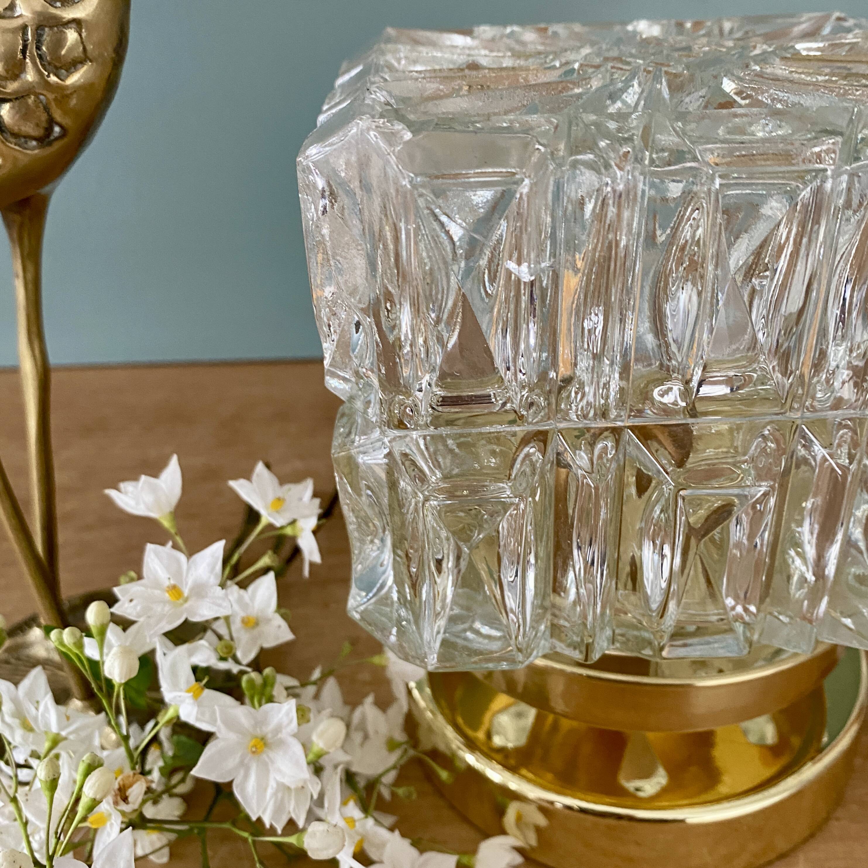 Vintage globe table lamp in molded glass