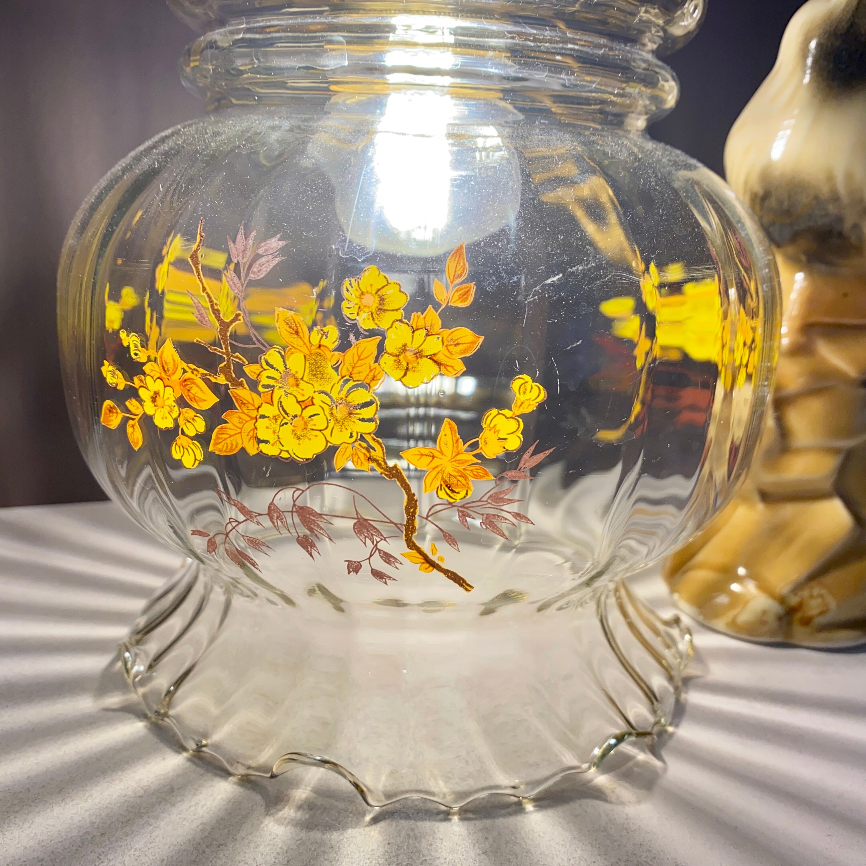 Vintage glass globe walker flower patterns