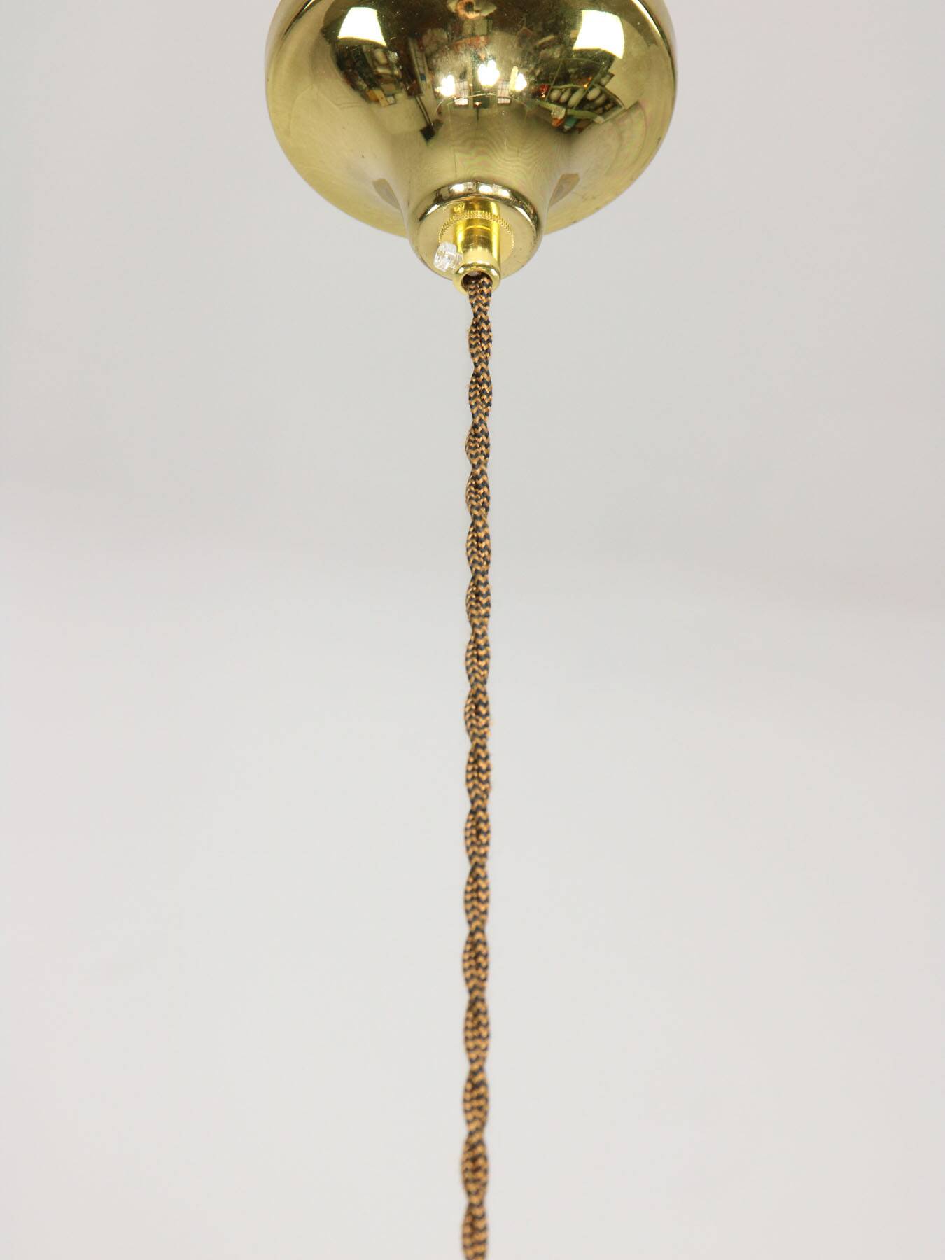 Vintage Golden & Opaline Glass 5-Arm Chandelier, 70s
