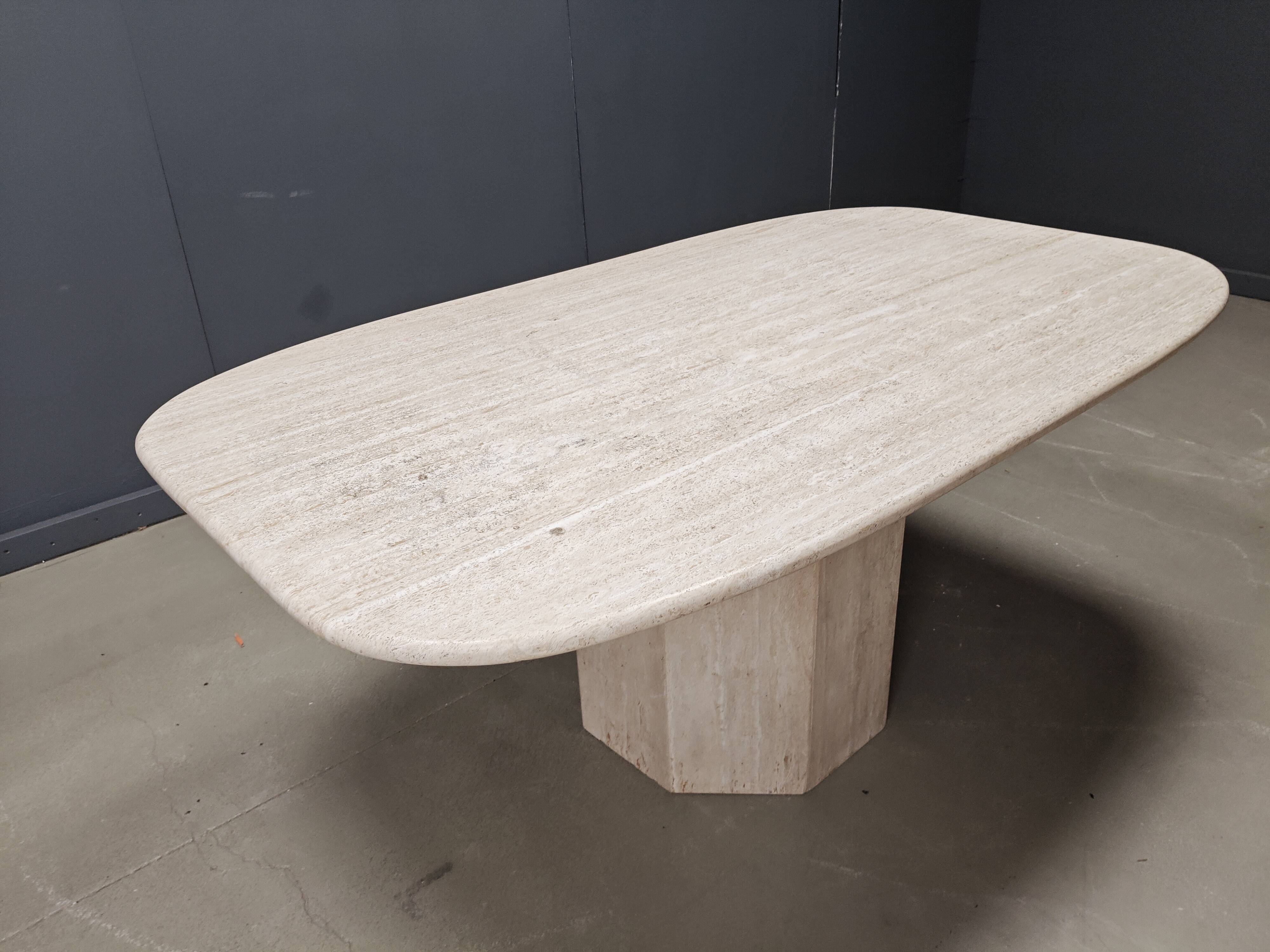 Vintage travertine dining table, 1970s