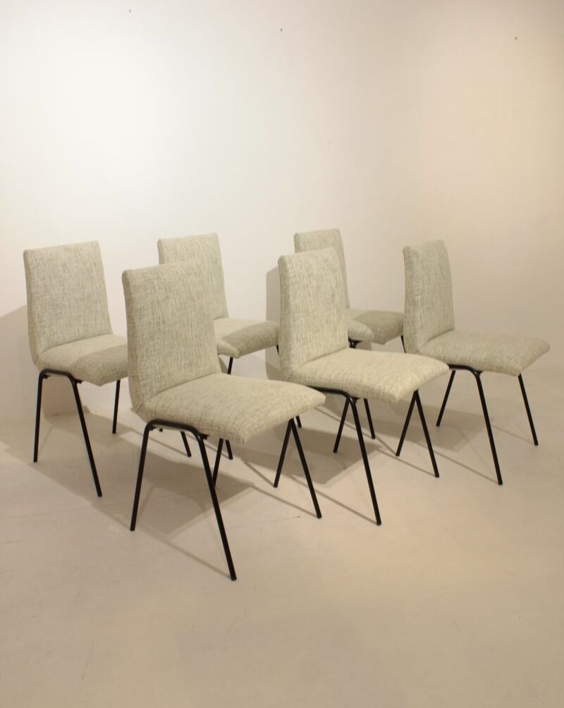 Set of 6 "Robert" chairs by Pierre Guariche for Meurop, 1961