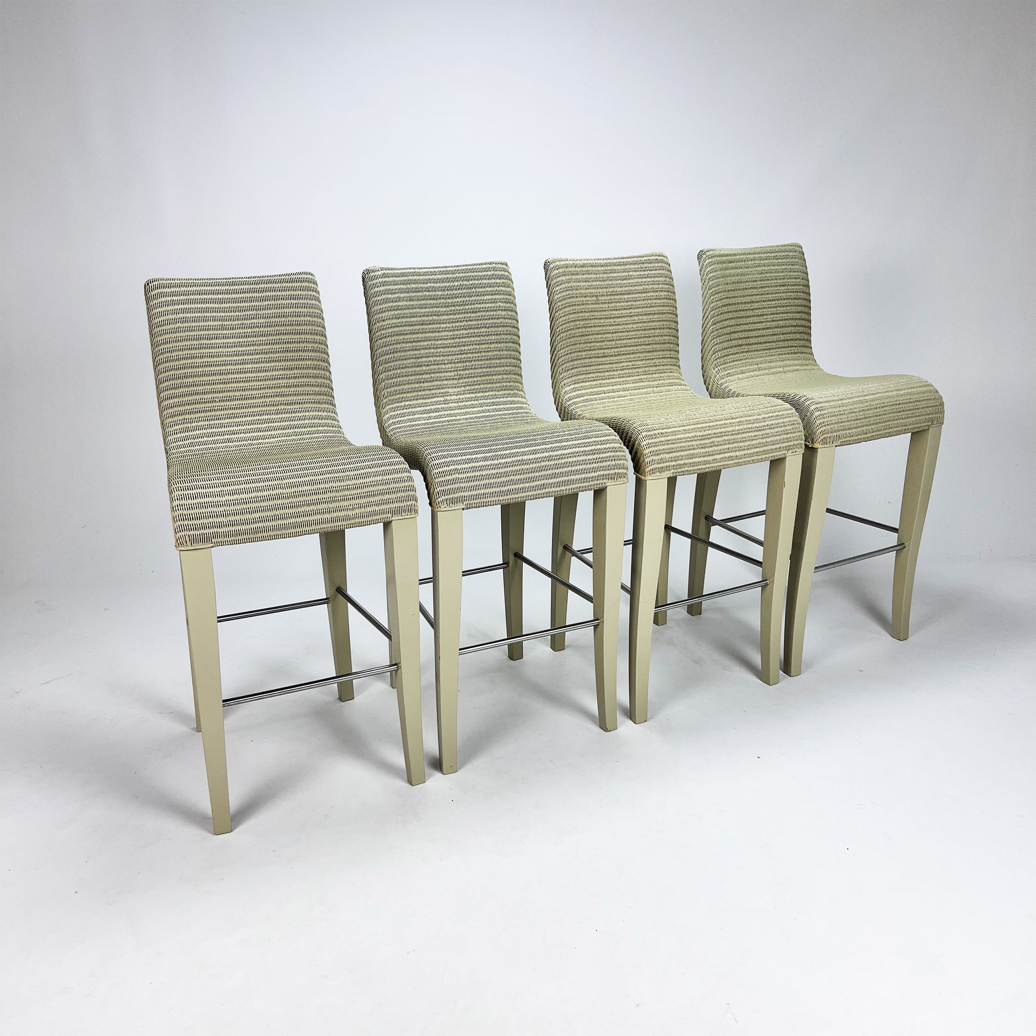 Set de 4 tabourets de bar, Vincent Sheppard, Lloyd Loom, années 2000