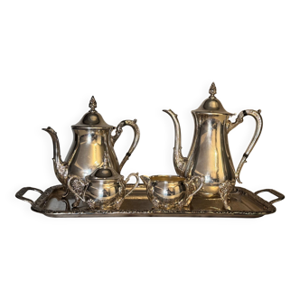 Silver-plated tea and coffee service with tray