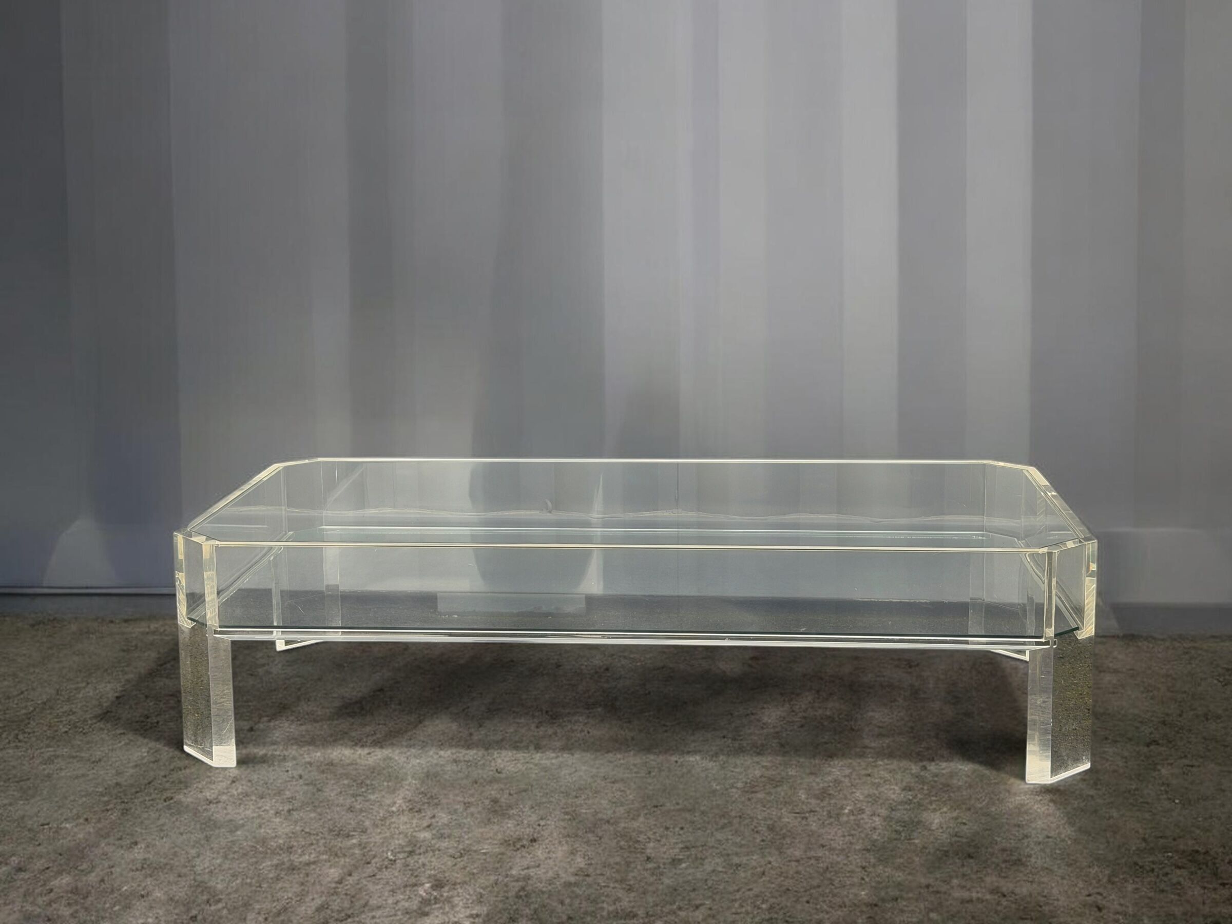 Coffee Table Design Marc Micoud Plexiglas/Lucite and Glass - 1980