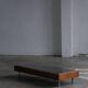 Belgian coffee table from the 80s, oak and blue stone from Belgium.