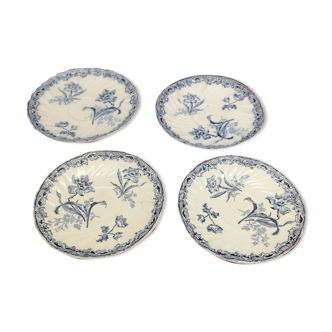 Set of 4 under cups in Sarreguemines earthenware model Fontanges gauffrée