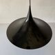 Black metal pendant lamp with trumpet design, 1960s, Italy.