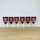 6 antique red Bohemian crystal wine glasses.