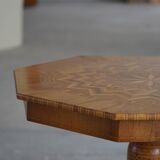 Danish Art Deco octagonal side table in birch with an inlaid top, 1940s.
