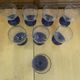 Set of 23 Stemmed Glasses Transparent Glass + Cobalt Blue Stems Vintage