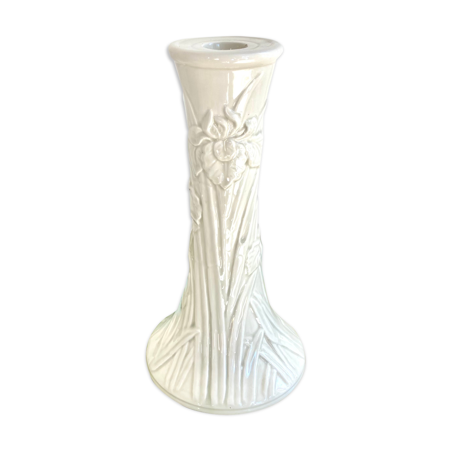 Ceramic candle holder iris flower