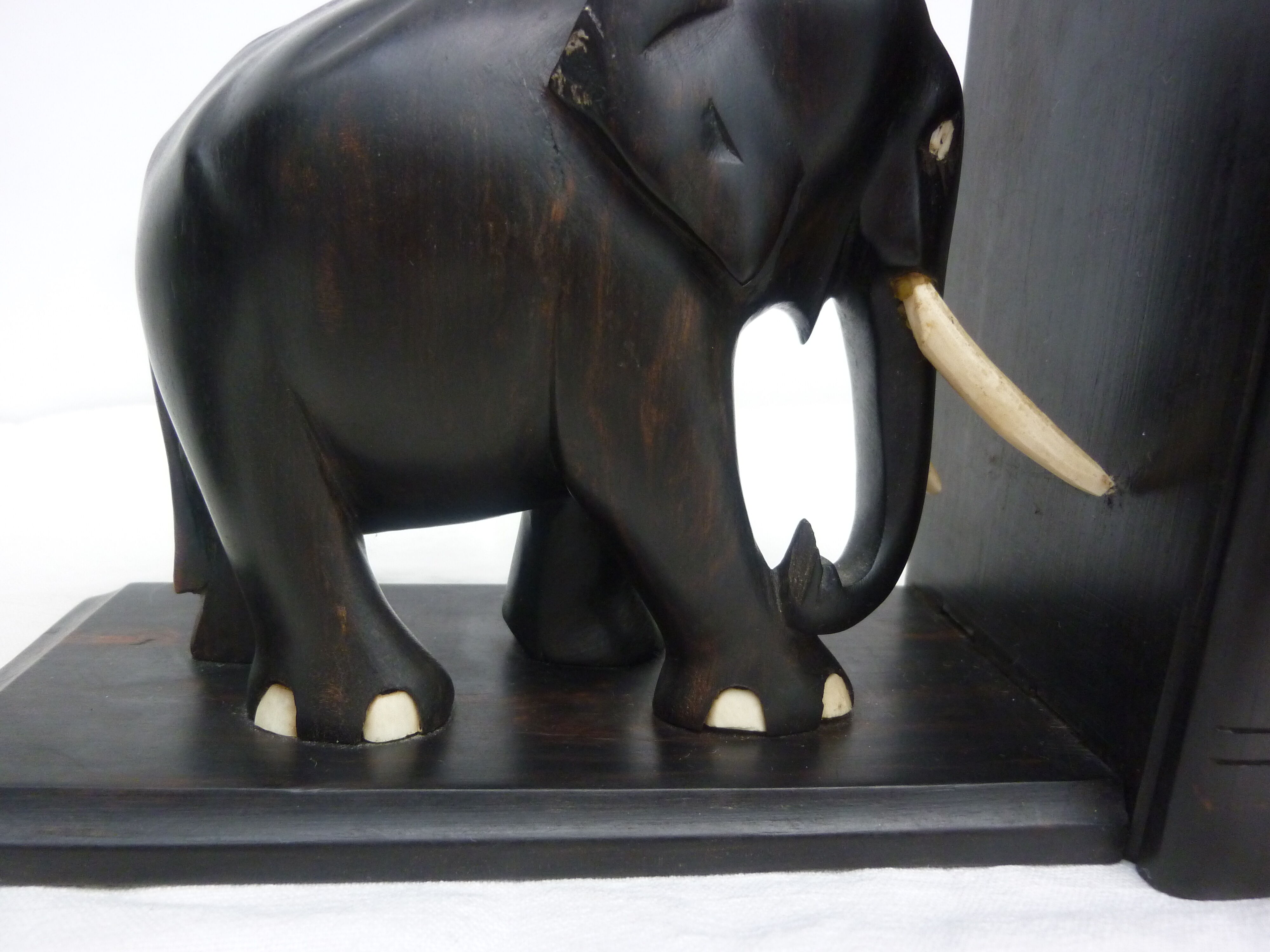 Former pair of ART DECO book greenhouses with ebony elephant motifs