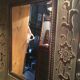 Bevelled mirror in wood and resin, wood/metal effect