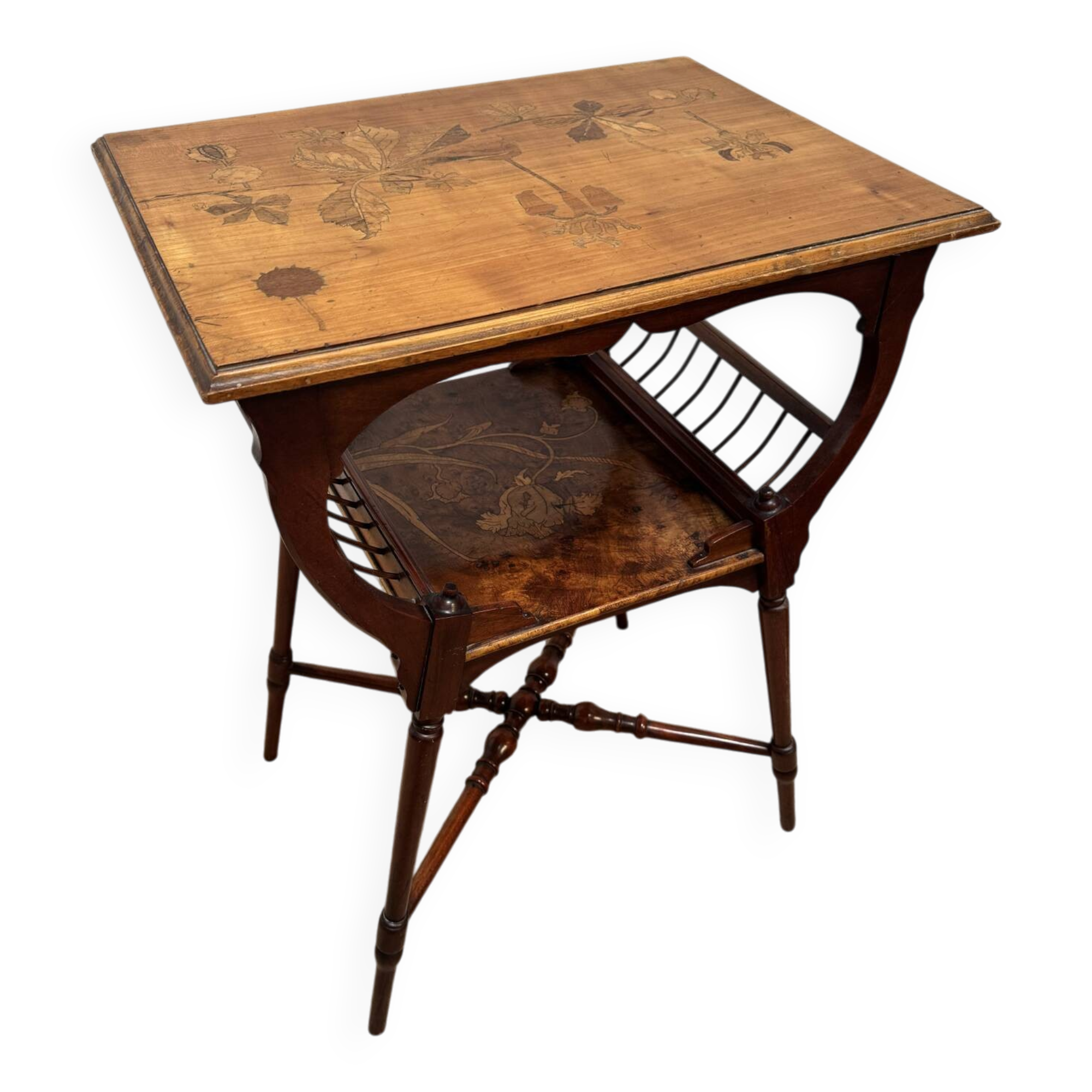 Table d’appoint / Lecture Style Esthétique Victorien, marqueterie 1880