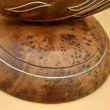 Antique mirror on wooden stand and metal net