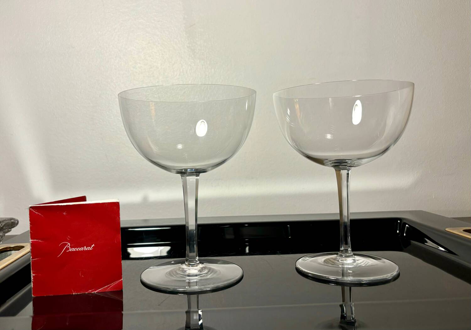 Two giant champagne tasting glasses Baccarat