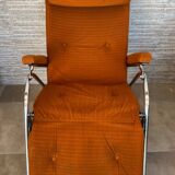 Lama 1970 relax armchair, orange velvet lounge chair