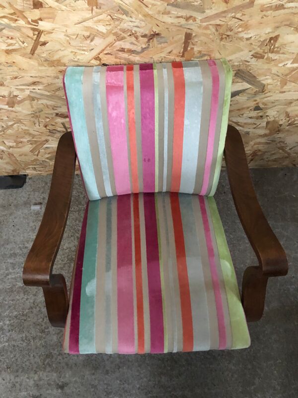 Ancien fauteuil bois accoudoirs courbés