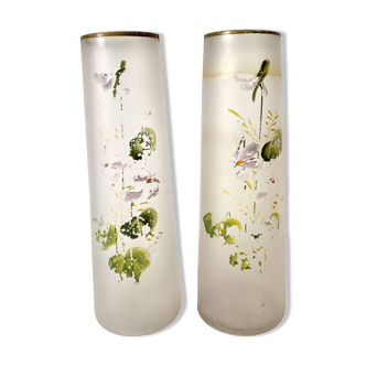 Pair of antique glass paste vases