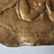 Ashtray / bronze bowl Figurative nude - Art Nouveau signed Joe Desco