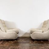 Paire de fauteuils lounge personnalisables Space Age Atlantis en boucle beige 1970'