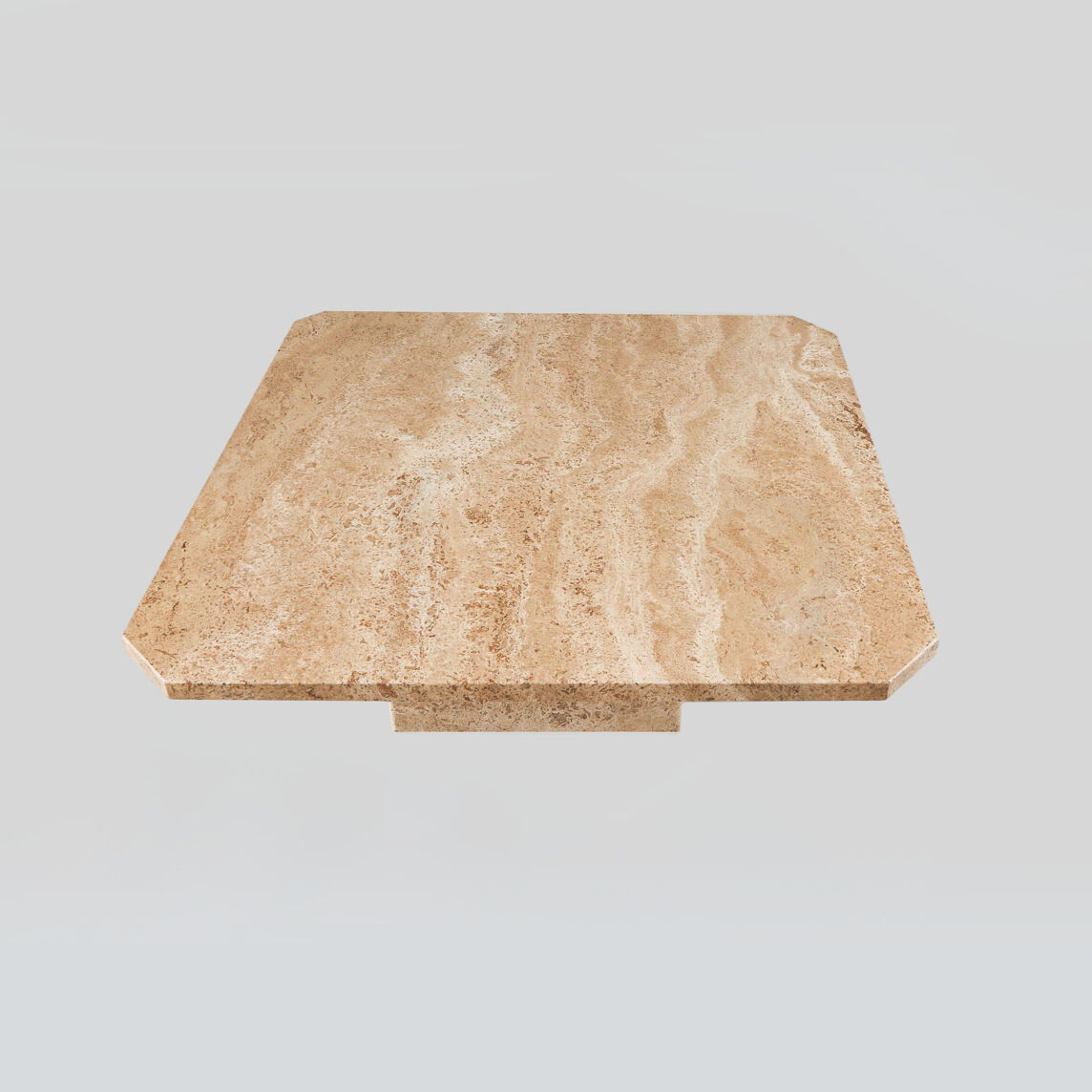 Mid-Century Brown Travertine Coffee Table