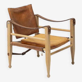 Chaise Safari en cuir patiné, Danemark, années 1960