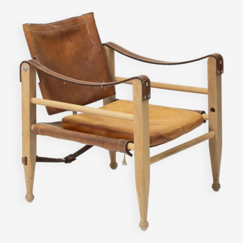 Safari chair in patinated leather, Denmark, 1960s