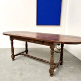 Grande table ancienne ovale en chêne massif – Circa 1900