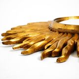 Mid Century Sunburst Kovex wall mirror made of wood and resin - gold plated