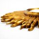 Mid Century Sunburst Kovex wall mirror made of wood and resin - gold plated