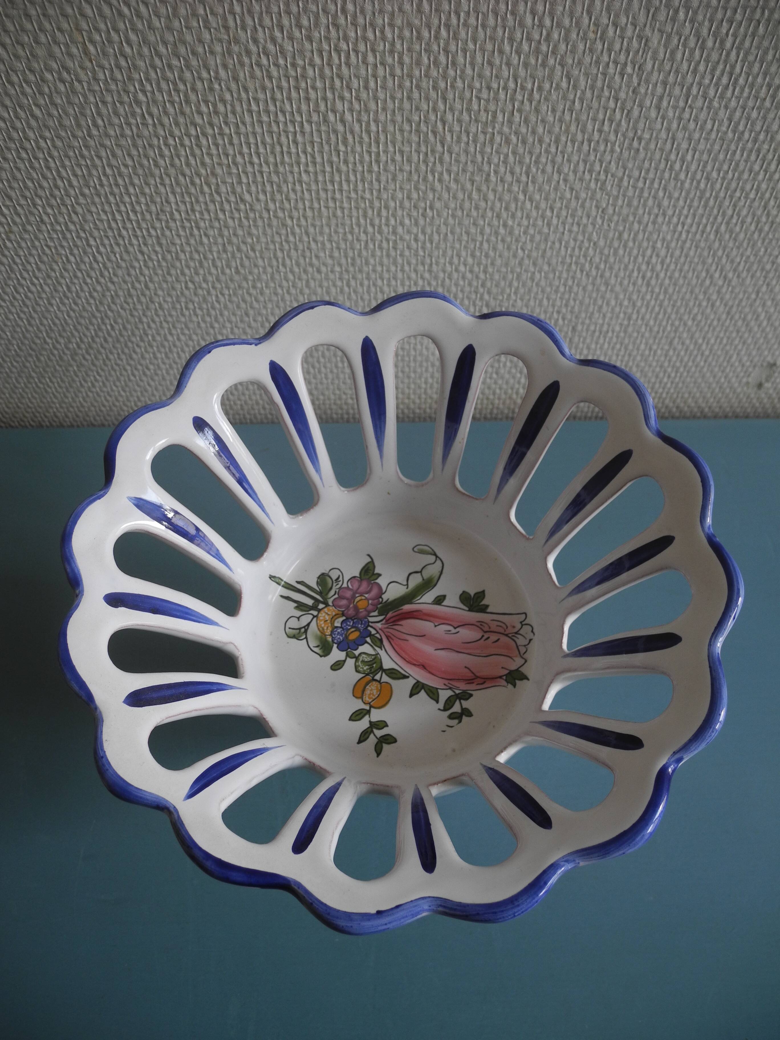 Vintage earthenware cup roullet renoleau charente antique faience cup