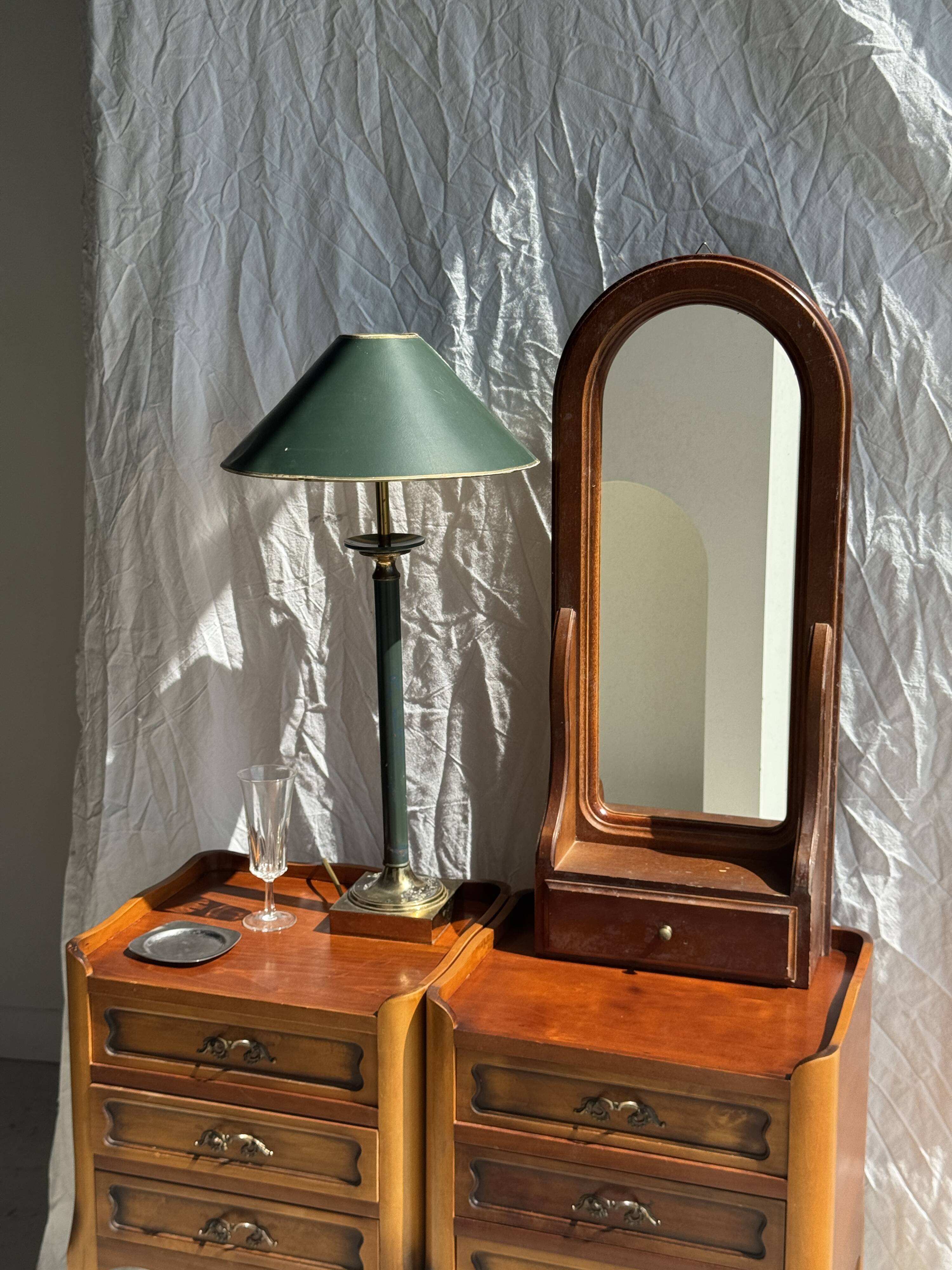 Vintage green and gold table lamp H60 D30