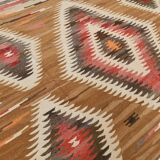 Grand Kilim Vintage Géometrique, Tons Terre & Rouge, Fait Main, 293x386 Cm