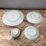 Old service pullivuyt 14 plates and 5 cups vintage white ceramic