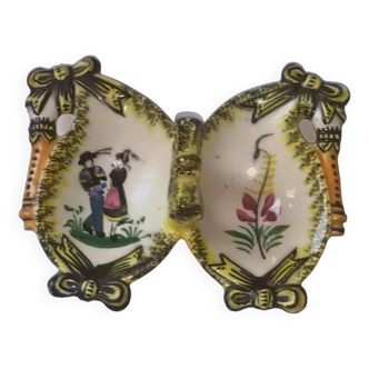 Salt pepper shaker antique butterfly shape Henriot Quimper rare