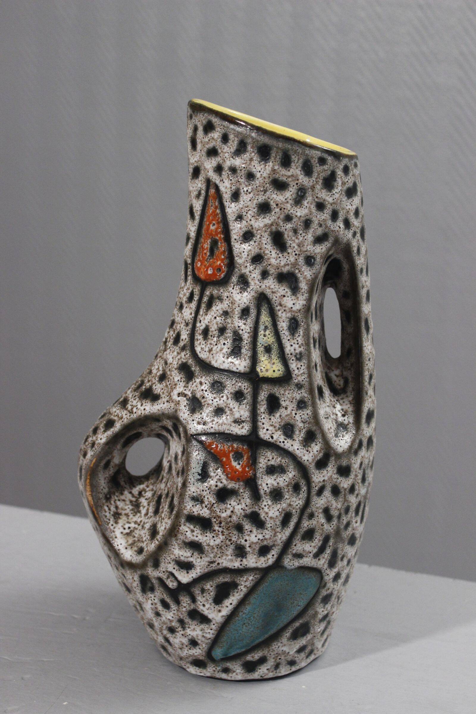 Marius Bessone in Vallauris large free-form vase with abstract decoration 1950s