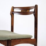 Ensemble de 12 chaises de salle à manger en palissandre et tissu vert