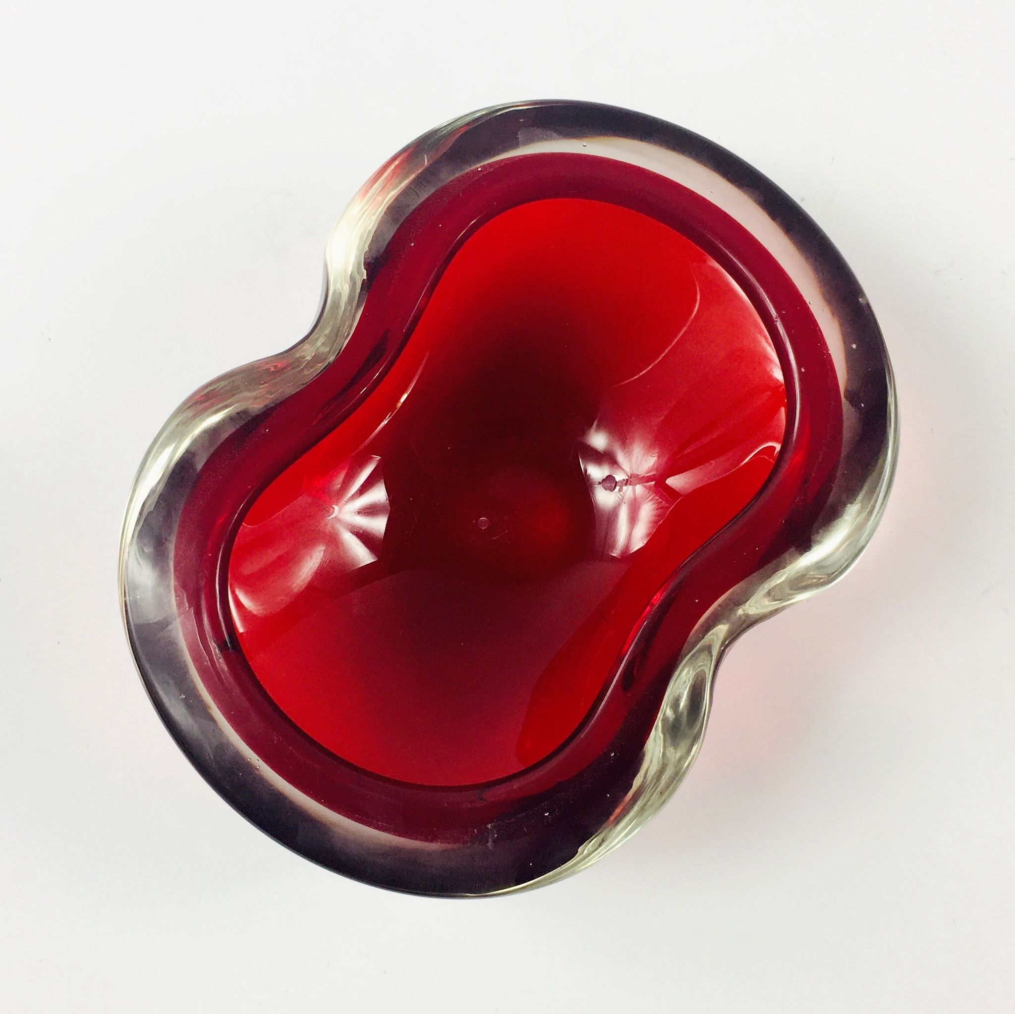 Large Murano Sommerso Glass Bowl or Catch-All / Vide Poche, Italy, 1960s